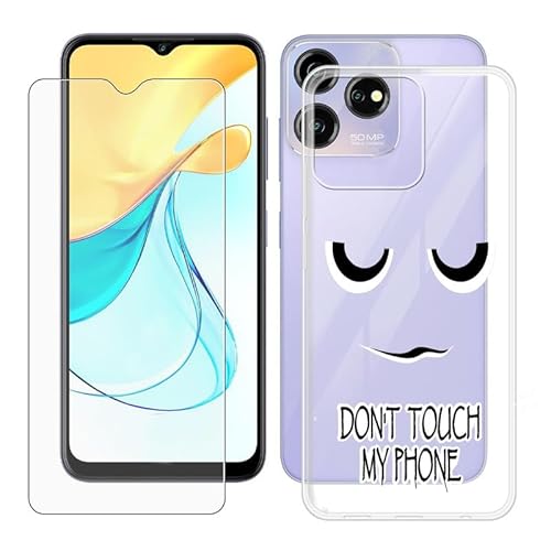 IJTYHF Hülle für ZTE Blade V50S (6.60 Zoll) Handyhülle Silikon Cases Weich Phone Case TPU Cover Protector Hüllen Transparent Bumper + Displayschutzfolie Gehärteter Film - Fass Mich Nicht an von IJTYHF
