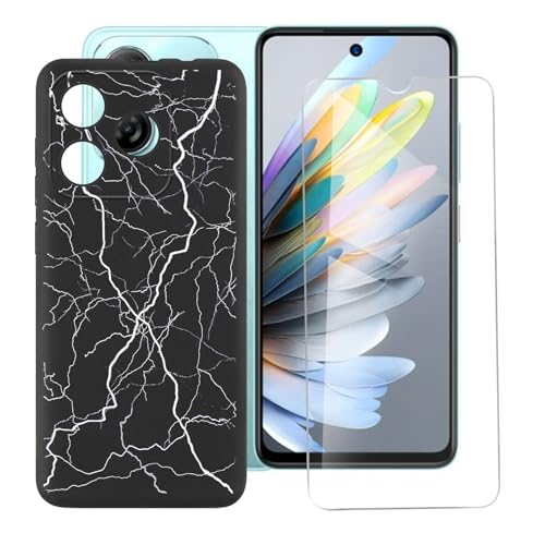 IJTYHF Hülle für zte Blade a75 4G (6.60 Zoll) Handyhülle Silikon Cases Weich Phone Case TPU Cover Protector Hüllen Black Bumper + Displayschutzfolie Gehärteter Film -Blitzimpuls von IJTYHF