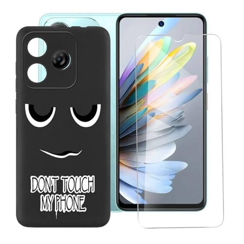 IJTYHF Hülle für zte Blade a75 4G (6.60 Zoll) Handyhülle Silikon Cases Weich Phone Case TPU Cover Protector Hüllen Black Bumper + Displayschutzfolie Gehärteter Film - Fass Mich Nicht an 1 von IJTYHF