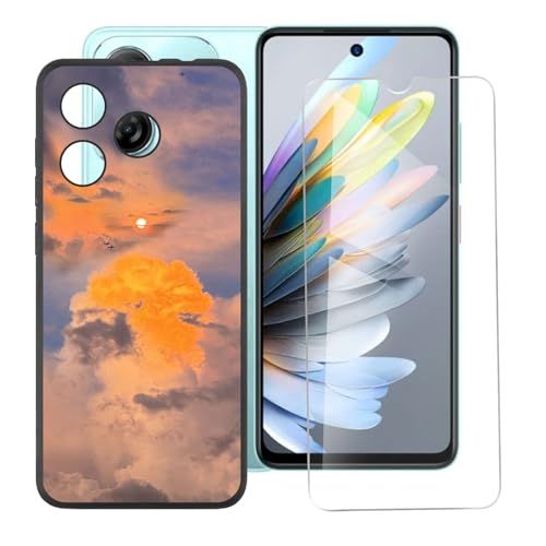 IJTYHF Hülle für zte Blade a75 4G (6.60 Zoll) Handyhülle Silikon Cases Weich Phone Case TPU Cover Protector Hüllen Black Bumper + Displayschutzfolie Gehärteter Film -Nachthimmel von IJTYHF
