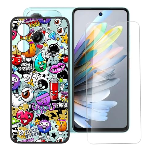 IJTYHF Hülle für zte Blade a75 4G (6.60 Zoll) Handyhülle Silikon Cases Weich Phone Case TPU Cover Protector Hüllen Black Bumper + Displayschutzfolie Gehärteter Film -XS40 von IJTYHF