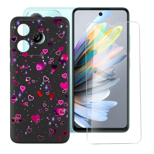 IJTYHF Hülle für zte Blade a75 4G (6.60 Zoll) Handyhülle Silikon Cases Weich Phone Case TPU Cover Protector Hüllen Black Bumper + Displayschutzfolie Gehärteter Film -romantische Liebe von IJTYHF