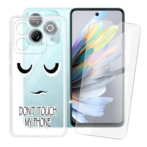 IJTYHF Hülle für zte Blade a75 4G (6.60 Zoll) Handyhülle Silikon Weich Phone Case TPU Cover Protector Hüllen Transparent Bumper+ Displayschutzfolie Gehärteter Film - Fass Mich Nicht an 1 von CHICHL