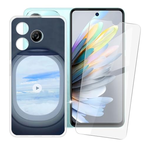 IJTYHF Hülle für zte Blade a75 4G (6.60 Zoll) Handyhülle Silikon Weich Phone Case TPU Cover Protector Hüllen Transparent Bumper+ Displayschutzfolie Gehärteter Film -GEH Reisen von IJTYHF