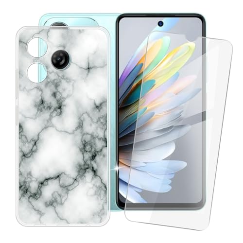 IJTYHF Hülle für zte Blade a75 4G (6.60 Zoll) Handyhülle Silikon Weich Phone Case TPU Cover Protector Hüllen Transparent Bumper+ Displayschutzfolie Gehärteter Film -Marmor -73 von IJTYHF