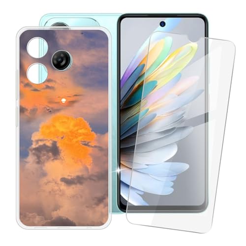 IJTYHF Hülle für zte Blade a75 4G (6.60 Zoll) Handyhülle Silikon Weich Phone Case TPU Cover Protector Hüllen Transparent Bumper+ Displayschutzfolie Gehärteter Film -Nachthimmel von IJTYHF