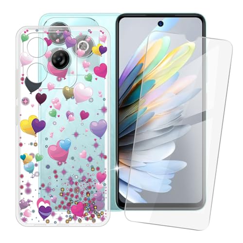 IJTYHF Hülle für zte Blade a75 4G (6.60 Zoll) Handyhülle Silikon Weich Phone Case TPU Cover Protector Hüllen Transparent Bumper+ Displayschutzfolie Gehärteter Film -Romantischer Ballon von IJTYHF