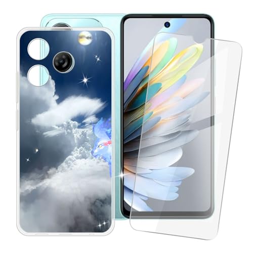 IJTYHF Hülle für zte Blade a75 4G (6.60 Zoll) Handyhülle Silikon Weich Phone Case TPU Cover Protector Hüllen Transparent Bumper+ Displayschutzfolie Gehärteter Film -Wolke, von IJTYHF