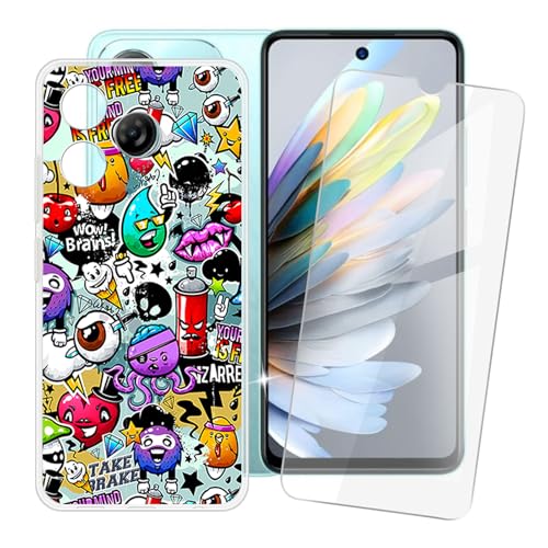 IJTYHF Hülle für zte Blade a75 4G (6.60 Zoll) Handyhülle Silikon Weich Phone Case TPU Cover Protector Hüllen Transparent Bumper+ Displayschutzfolie Gehärteter Film -XS40 von IJTYHF