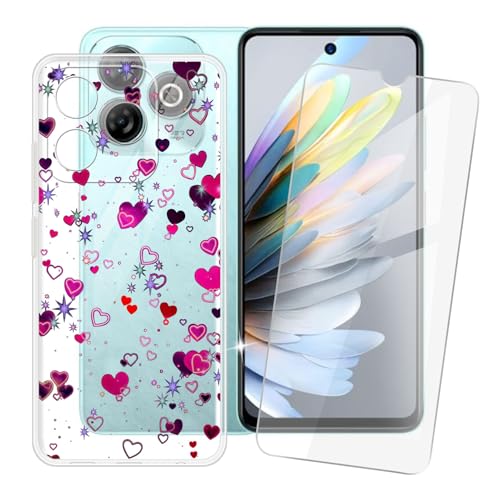 IJTYHF Hülle für zte Blade a75 4G (6.60 Zoll) Handyhülle Silikon Weich Phone Case TPU Cover Protector Hüllen Transparent Bumper+ Displayschutzfolie Gehärteter Film -romantische Liebe von IJTYHF