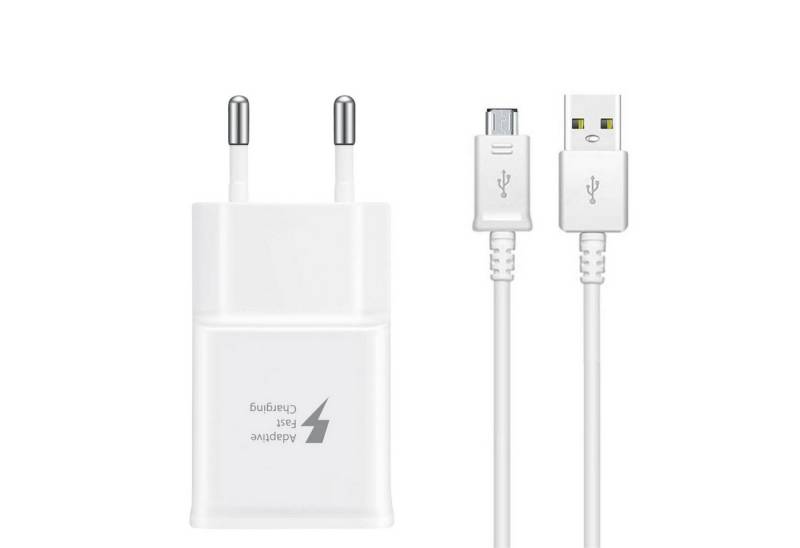 IK-Handelsgruppe EP-TA20EBENGEU Ladegerät mit Ladekabel für Samsung, Smartphone-Ladegerät (Netzteil 15 Watt, Schnellladefunktion, Micro USB Stecker, Weiß) von IK-Handelsgruppe
