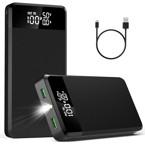 Powerbank, Power Pack mit LED-Display und Taschenlampe, schnelles Aufladen QC 22,5 W & USB C Pd 18 W, wasserdicht, tragbar, 3 Eingänge und 3 Ausgänge für Handys, Outdoor, Tablets Powerbank, Power Pack mit LED-Display und Taschenlampe, schnelles Aufladen QC 22,5 W & USB C Pd 18 W, wasserdicht, tragbar, 3 Eingänge und 3 Ausgänge für Handys, Outdoor, Tablets von IKHDCYH