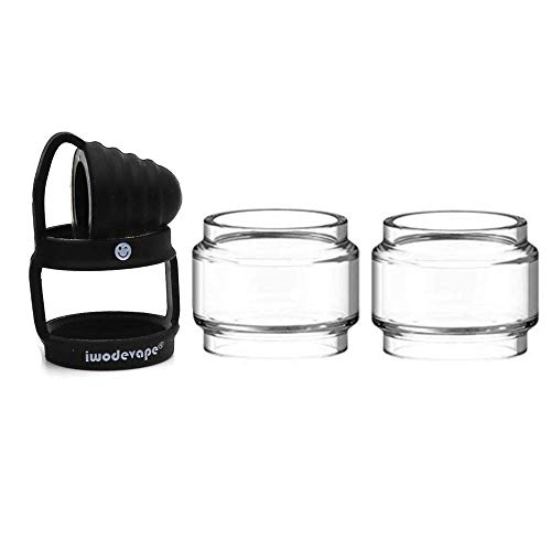 RUILUL 3-in-1 Ersatzröhren und Silikon-Vape Band-Ringe in Regenbogenfarben für Brit One Mini (2 transparente Tank + Vape Band (BK)) von IKOPO