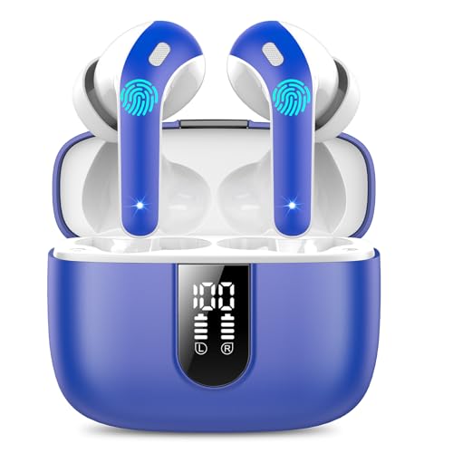 Bluetooth Kopfhörer, In Ear Kopfhörer Kabellos Bluetooth 5.3 mit 50H Tiefer Bass, 2024 Neue Kabellose Kopfhörer Noise Cancelling Earbuds mit 4 ENC Mic, IPX7 Wasserdicht Ohrhörer, Dunkelblau von IKT