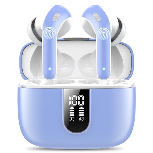 Bluetooth Kopfhörer, In Ear Kopfhörer Kabellos Bluetooth 5.3 mit 50H Tiefer Bass, 2024 Neue Kabellose Kopfhörer Noise Cancelling Earbuds mit 4 ENC Mic, IPX7 Wasserdicht Ohrhörer, Hellblau von IKT