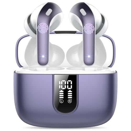 Bluetooth Kopfhörer, In Ear Kopfhörer Kabellos Bluetooth 5.3 mit 50H Tiefer Bass, 2024 Neue Kabellose Kopfhörer Noise Cancelling Earbuds mit 4 ENC Mic, IPX7 WasserdichtNouveau, Phantom Pourpre von IKT