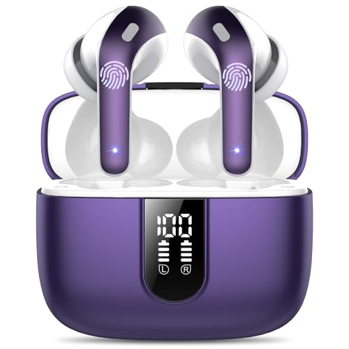 Bluetooth Kopfhörer,In Ear Kopfhörer Kabellos Bluetooth 5.3 mit 50H Tiefer Bass,2024 Neue Kabellose Kopfhörer Noise Cancelling Earbuds mit 4 ENC Mic,IP7 Wasserdicht Ohrhörer, USB-C,Dark Phantom Purple von IKT