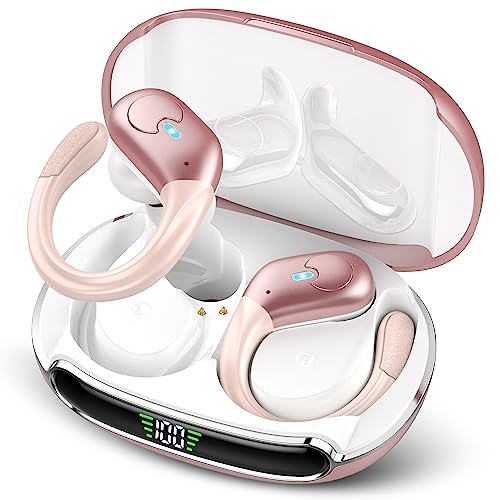 Bluetooth Kopfhörer Sport, Kopfhörer Kabellos Bluetooth 5.3, ENC Klarer Anruf, 60 Std mit Ladekoffer LED Anzeige, Tiefer Bass, In Ear Kopfhörer Bluetooth mit Ohrhaken, IPX7 Wasserdichtes von IKT