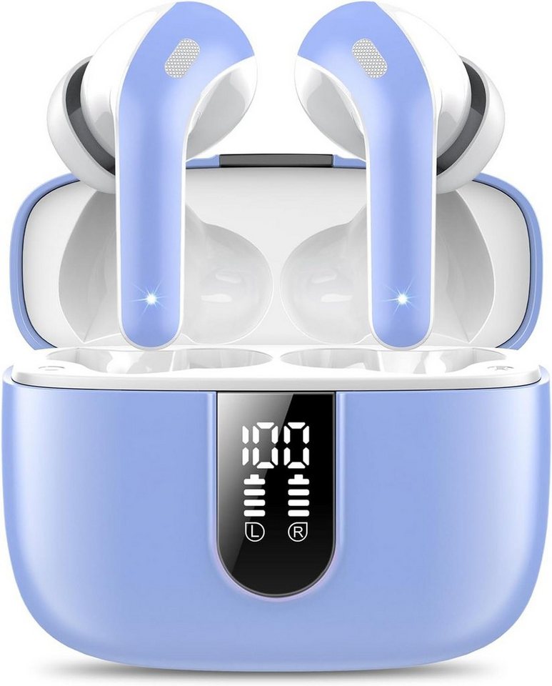 IKT Kabellos Bluetooth 5.3 mit 50H Tiefer Bass, 2024 Neue In-Ear-Kopfhörer (Ergonomisches Design für maximalen Tragekomfort und sicheren Halt beim Sport., Noise Cancelling Earbuds mit 4 ENC Mic IPX7 Wasserdicht Ohrhörer USB-C) von IKT