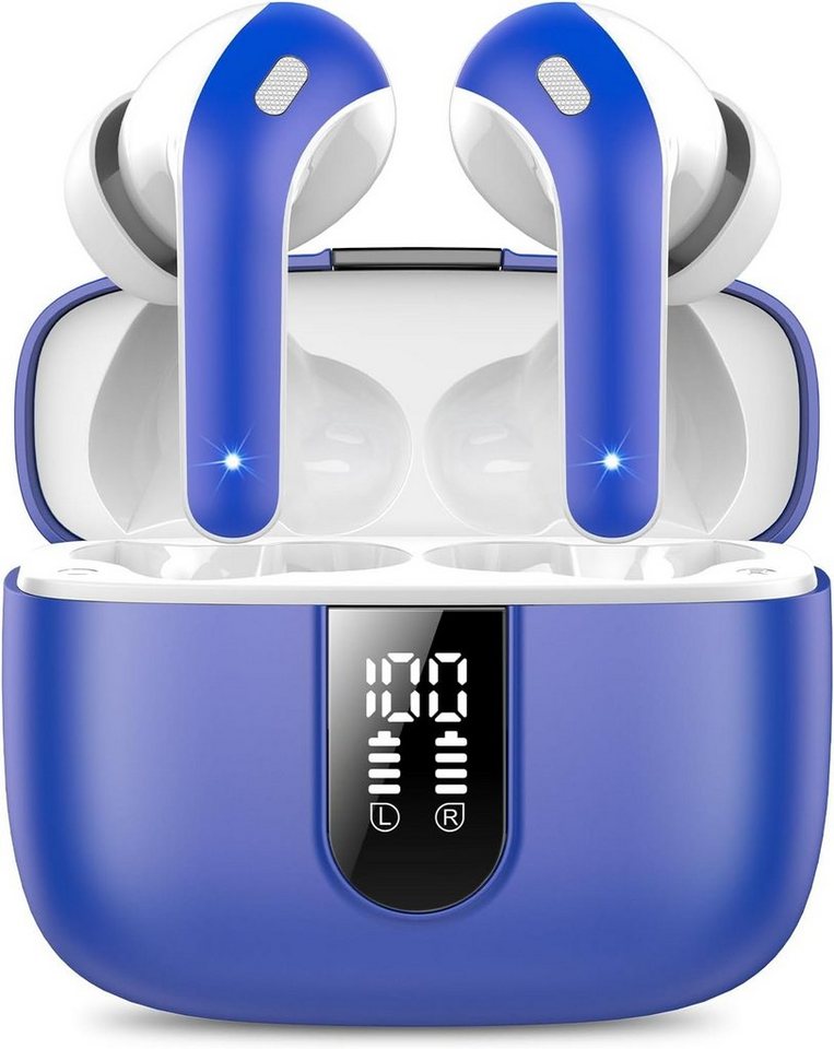 IKT Kabellos Bluetooth 5.3 mit 50H Tiefer Bass, 2024 Neue In-Ear-Kopfhörer (Klare Anrufe in lauten Umgebungen dank fortschrittlicher Geräuschunterdrückungstechnologie., Noise Cancelling Earbuds mit 4 ENC Mic IPX7 Wasserdicht Ohrhörer USB-C) von IKT