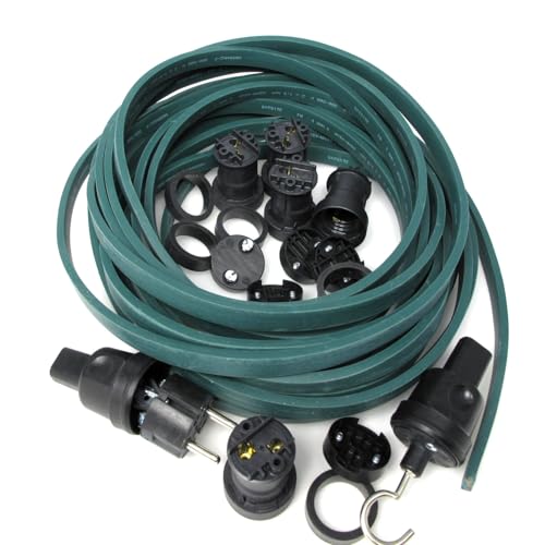 IKu ® Bausatz Illu Lichterkette 100 Meter 100 Fassungen - Stecker - Endstück - Grünes Kabel von IKu