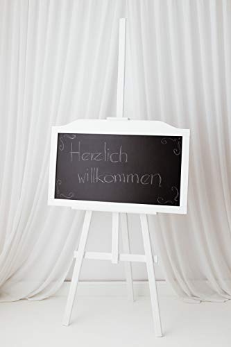 IL SETTE – Tafel mit Wandmontage aus weiß lackiertem Kieferholzrahmen – Kreidetafel geeignet als Kundenstopper, für Memos & Events – Tafel zum beschriften mit HDF-Platte in schwarz - 80x50cm von IL SETTE