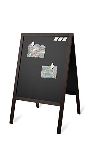 IL SETTE – Werbeaufsteller für Restaurants, Cafés, Bars und sonstige Ladengeschäfte – rustikaler Holz Kundenstopper – magnetische Kreidetafel mit Kreidestiften beschreibbar (100 x 60 cm | Schwarz) von IL SETTE