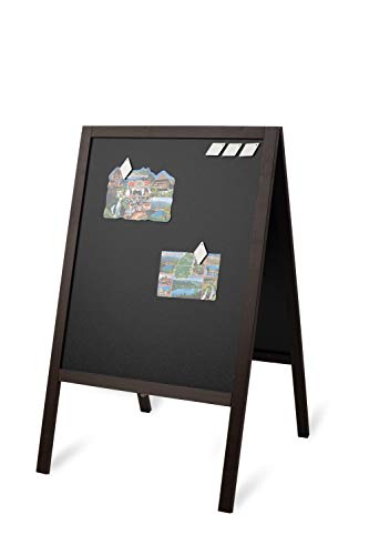 IL SETTE – Werbeaufsteller für Restaurants, Cafés, Bars und sonstige Ladengeschäfte – rustikaler Holz Kundenstopper – magnetische Kreidetafel mit Kreidestiften beschreibbar (115 x 63 cm | Schwarz) von IL SETTE