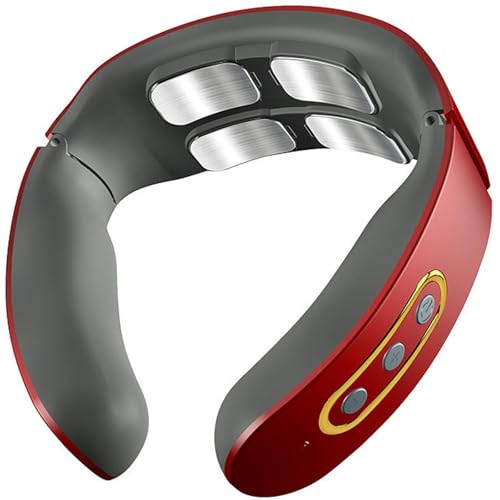 ILESTDG Nurotex® Nacken Lefaya Tragbares Elektrisches Massagegerät Mit 4 Kopf-Puls-Massage Und Heizfunktion Für Nackenentspannung (Rot) von ILESTDG