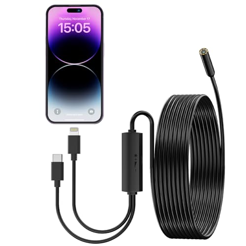 Endoskopkamera mit Licht, ILIHOME Endoskopkamera Handy für iPhone&Android 1080P HD Type-C Endoskopkamera Wasserdichtes Ip68 Kein WLAN Erforderlich für Android & iOS (5m) von ILIHOME