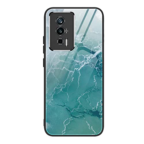 ILING Farbverlauf Glas Hülle für Xiaomi Poco F5 Pro 5G, TPU/PC Silikon Schutzhülle Bunt Panzerglas Handyhülle, Stoßfeste TPU Bumper Case (Farbe 4) von ILING