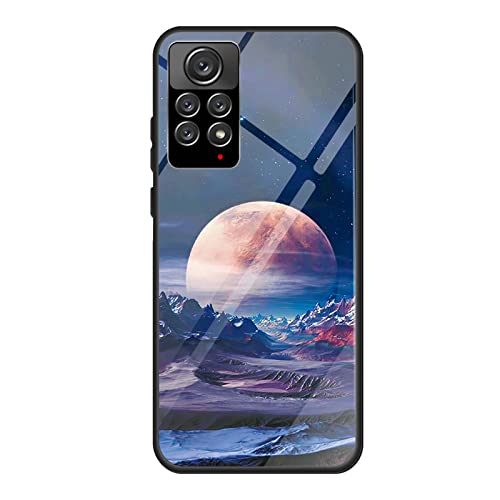 ILING Farbverlauf Glas Hülle für Xiaomi Redmi Note 12 Pro 4G, TPU/PC Silikon Schutzhülle Bunt Panzerglas Handyhülle, Stoßfeste TPU Bumper Case (Nachthimmel) von ILING