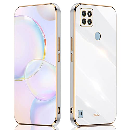 ILING Handyhülle für Realme C21Y/Realme C25Y Hülle, Bunt Silikon, Schüzen Sie die Kamera, Ultradünne Stoßfeste Case für Damen (Weiß) von ILING