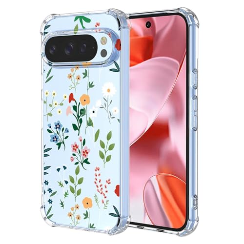ILING Hülle für Google Pixel 9 / Google Pixel 9 Pro, Ultradünne Elegant Blumen und Niedliches Cartoon Muster Damen Handyhülle, Weich Silikon Transparent TPU Stoßfeste Schutzhülle (Geheimer Garten) von ILING