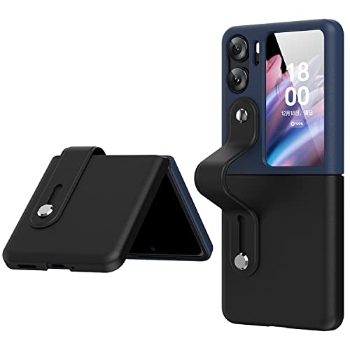 ILING Hülle für Oppo Find N2 Flip Handyhülle, Bunt Matte Bumper Schutzhülle, Oppo Find N2 Flip Cover Ultra Dünn PC Stoßfest Case mit Fingerring (Schwarz) von ILING