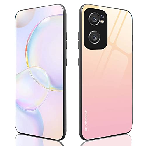 ILING Hülle für Oppo Find X5 Lite, Bunt Gehärtetes Glas Handyhülle Stoßfeste Kratzfeste Elegant Schutzhülle Ultradünne Case (Mädchenhaftes Pink) von ILING