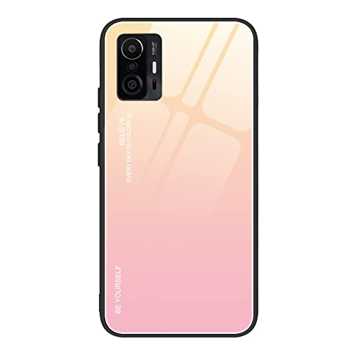 ILING Hülle für Xiaomi 11T Pro 5G/Xiaomi 11T 5G, Bunt Kugelsicheres Glas Handyhülle Stoßfeste Kratzfeste Elegant Schutzhülle Ultradünne Case (Mädchenhaftes Pink) von ILING