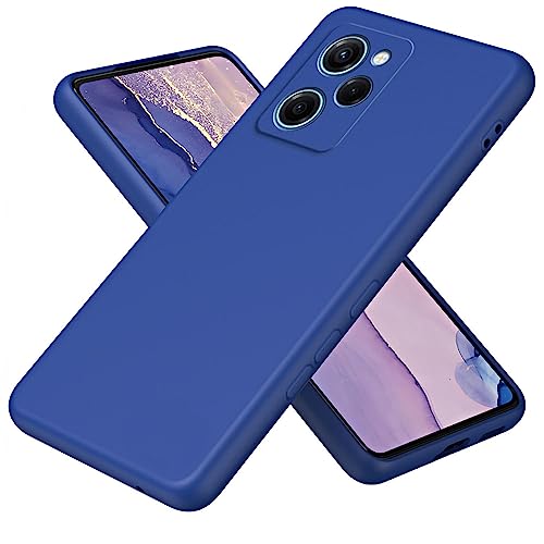 ILING Hülle für Xiaomi Poco X5 Pro 5G Liquid Silicone Case, TPU Bumper Matte Handyhülle, Stoßfest Schutzhülle mit Mikrofaser Futter, Doppel Layer Protection Cover Outdoor (Blau) von ILING