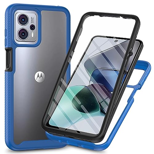 ILING Transparente Hülle für Motorola Moto G13 4G/Moto G23 4G, 360-Grad-Ganzkörper Stoßfest Handyhülle mit Eingebauter Displayschutz, Ultra Dünn PC Schutzhülle (Dunkelblau) von ILING