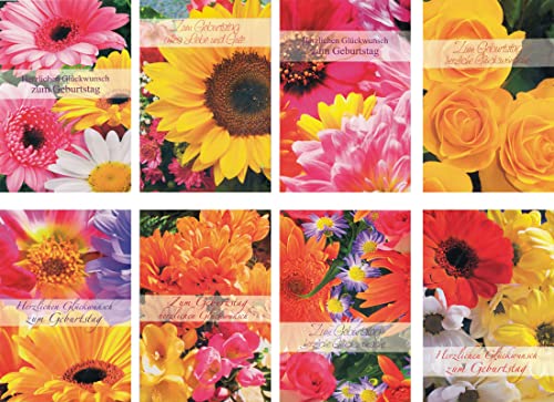 ILODA® 100 Glückwunschkarten mit Umschlag zum Geburtstag Blumen 51-7870 Geburtstagskarte Grußkarte von ILODA