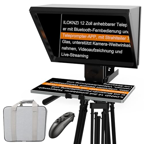 ILOKNZI 12-Zoll-Teleprompter aus Metall, Teleprompter zum Anheben und zur Fernbedienung, mit gehärtetem optischem Glas, kompatibel mit Einer Vielzahl von Geräten für eine Vielzahl von Szenarien ILOKNZI 12-Zoll-Teleprompter aus Metall, Teleprompter zum Anheben und zur Fernbedienung, mit gehärtetem optischem Glas, kompatibel mit Einer Vielzahl von Geräten für eine Vielzahl von Szenarien von ILOKNZI