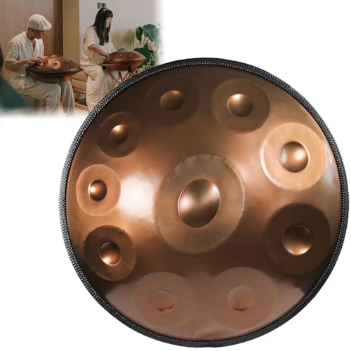 ILOOXI 432Hz/440Hz Handpan Steel Drum in D-Moll, 9 Noten/10 Noten/12 Noten, Handtrommel 22 Zoll, Gold-440hz von ILOOXI