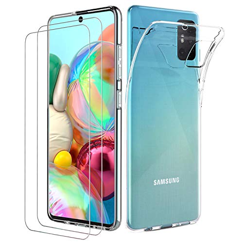 ILUXUS Klar Silikon Hülle für Samsung Galaxy A71 handyHülle mit Schutzfolie, transparent Ultra Silikon Bumper Cover TPU Ultra Slim Schutzhülle von ILUXUS