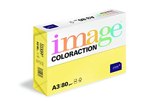 Image Coloraction Canary - farbiges Kopierpapier - DIN A3, 297 x 420 mm, 80 g/m² - buntes, holzfreies Druckerpapier für Kopierer - 500 Blatt - Kanariengelb von IMAGE
