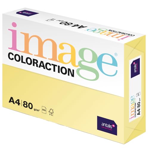 Image Coloraction Desert - farbiges Kopierpapier - DIN A4, 210 x 297 mm, 80 g/m² - buntes, holzfreies Druckerpapier für Kopierer - 500 Blatt - Gelb von Image Coloraction