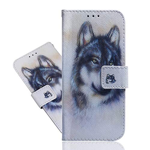 IMEIKONST Flip Case für iPhone 11 Hülle Cool Gemalt Durable Premium PU Leder Brieftasche Magnetic Clasp Ständer Schutzhülle Handyhülle für iPhone 11 White Wolf TXZH von IMEIKONST