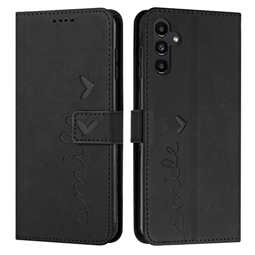 IMEIKONST Flip Hülle für Samsung Galaxy A54 5G, Handyhülle Premium Leder Magnet Kartenfach Brieftasche Tasche Skin Ständer Handytasche Schutzhülle Case Cover für Samsung A54 5G. Schwarz AX von IMEIKONST