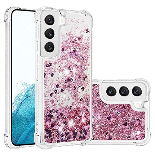 IMEIKONST Glitzer Hülle Kompatibel mit Samsung Galaxy S23 FE, Handyhülle Flüssig Mädchen Treibsand Schuzhülle Glitzer klar Stoßfest TPU Bumper Silikon Case für Samsung S23 FE. Love Rose YBW von IMEIKONST