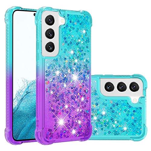 IMEIKONST Glitzer Hülle Kompatibel mit Samsung Galaxy S23 Plus Handyhülle Flüssig Mädchen Treibsand Schuzhülle Glitzer klar TPU Bumper Silikon Case Cover für Samsung S23 Plus. Verlauf Blau Lila YB von IMEIKONST