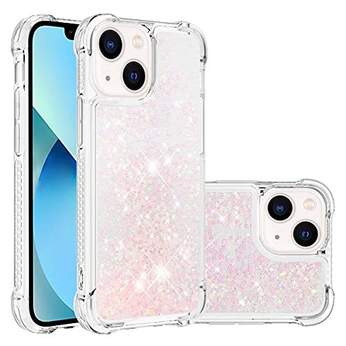 IMEIKONST Glitzer Hülle Kompatibel mit iPhone 15, Handyhülle Flüssig Mädchen Treibsand Schuzhülle Glitzer klar Stoßfest TPU Bumper Silikon Case für iPhone 15. Star Pink YBW von IMEIKONST